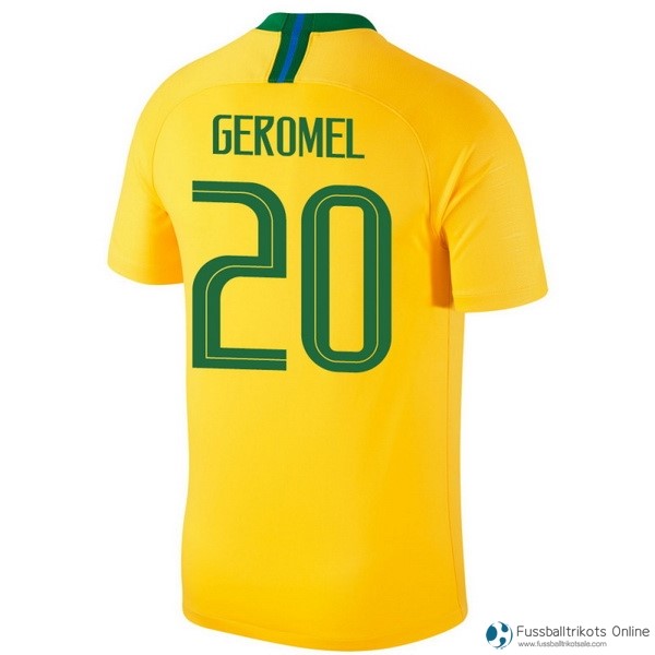 Brasilien Trikot Heim Geromel 2018 Gelb Fussballtrikots Günstig